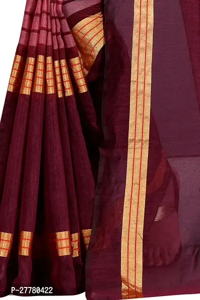 Stylish Maroon Cotton Silk Saree with Blouse piece For Women-thumb5