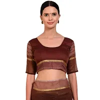 SAADHVI Women's Brown Cotton Silk Striped Work Saree(FL-IF-RustomCoffee-GO, Free Size) | Free Size-thumb1