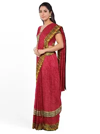 Stylish Red Cotton Silk Solid Saree with Blouse piece For Women-thumb2