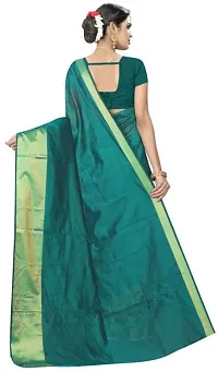 Women Stylish Cotton Silk Solid Saree with Blouse piece-thumb2