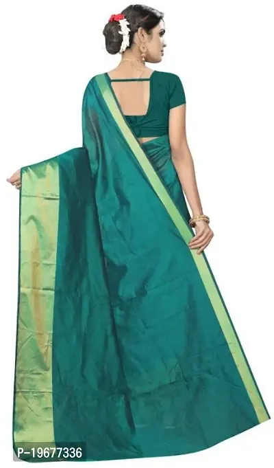 Women Stylish Cotton Silk Solid Saree with Blouse piece-thumb3