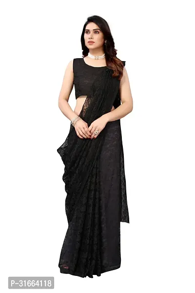 Elegant Black Cotton Silk Saree with Blouse piece For Women-thumb3