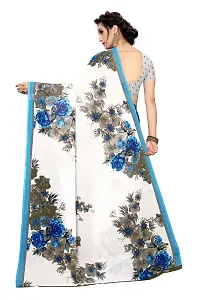 Stylish Georgette Blue Printed Saree With Blouse Piece For Women-thumb3