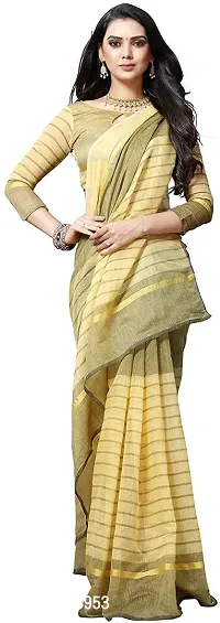 Women Stylish Cotton Silk Striped Saree with Blouse piece