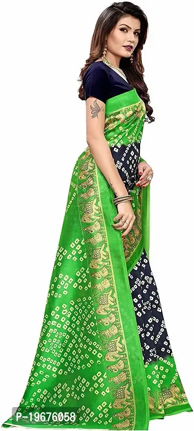 Women Stylish Art Silk Printed Saree with Blouse piece-thumb4