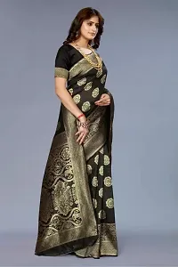 Stylish Black Art Silk Printed Saree with Blouse piece For Women-thumb3