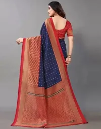 Elegant Navy Blue Cotton Silk Saree without Blouse piece For Women-thumb2