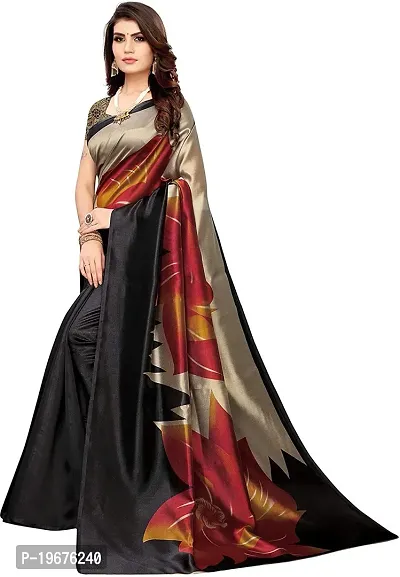 Women Stylish Art Silk Printed Saree with Blouse piece-thumb4