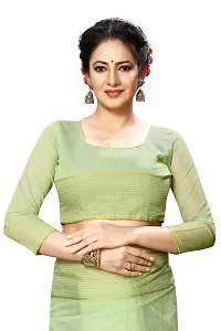 Stylish Green Cotton Silk Solid Saree with Blouse piece For Women-thumb2