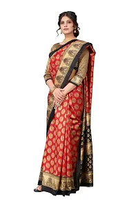 Stylish Red Cotton Silk Woven Design Saree with Blouse piece For Women-thumb1