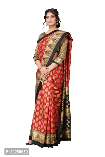 Stylish Red Cotton Silk Woven Design Saree with Blouse piece For Women-thumb2