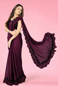 Women Stylish Lycra Solid Saree with Blouse piece-thumb4