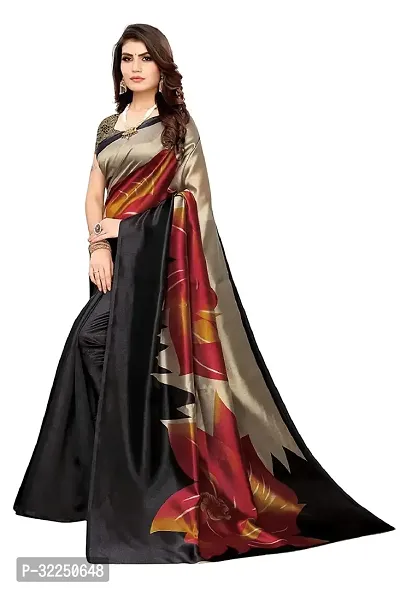 Stylish Black Cotton Silk Woven Design Saree with Blouse piece For Women-thumb2