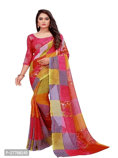 Stylish Georgette Multicoloured Printed Saree With Blouse Piece For Women Pack Of 2-thumb2