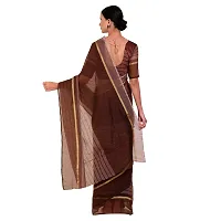 SAADHVI Women's Brown Cotton Silk Striped Work Saree(FL-IF-RustomCoffee-GO, Free Size) | Free Size-thumb2