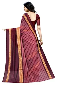 Stylish Maroon Cotton Silk Saree with Blouse piece For Women-thumb1