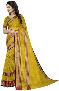 Women Stylish Cotton Silk Checked Saree with Blouse piece-thumb2