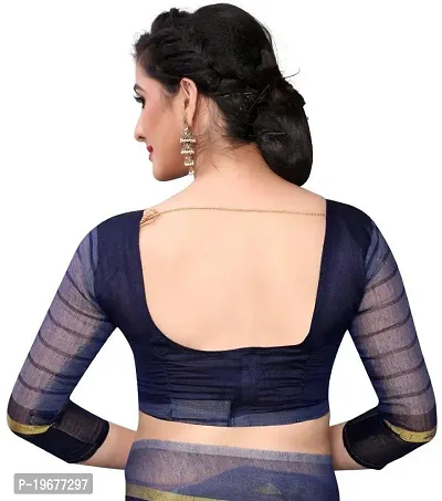 Stylish Grey Cotton Silk Saree with Blouse piece For Women-thumb5