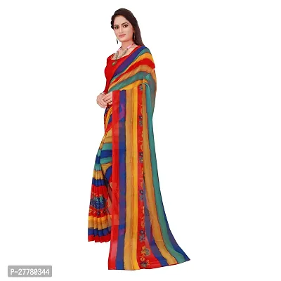 Stylish Georgette Multicoloured Printed Saree With Blouse Piece For Women-thumb5