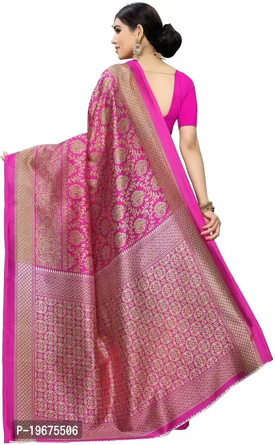 Women Stylish Art Silk Printed Saree with Blouse piece-thumb4