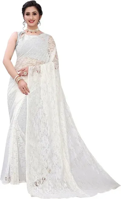 Stylish Fancy Net Saree With Blouse Piece For Women