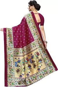 Elegant Wine Cotton Silk Saree with Blouse piece For Women-thumb1