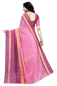 Stylish Cotton Silk Pink Printed Saree With Blouse Piece For Women-thumb1