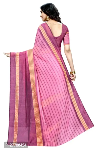 Stylish Cotton Silk Pink Printed Saree With Blouse Piece For Women-thumb2