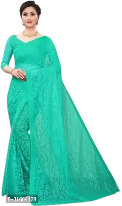 Elegant Green Cotton Silk Saree with Blouse piece For Women-thumb0