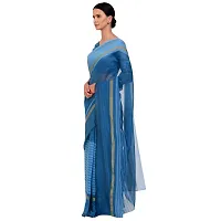 SAADHVI Women's Light Blue Cotton Silk Striped Work Saree(FL-IF-RustomFirozi-GO, Free Size) | Free Size-thumb3