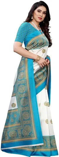 Women Stylish Art Silk Printed Saree with Blouse piece-thumb2