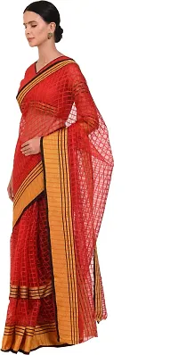 Women Stylish Cotton Silk Checked Saree with Blouse piece-thumb2