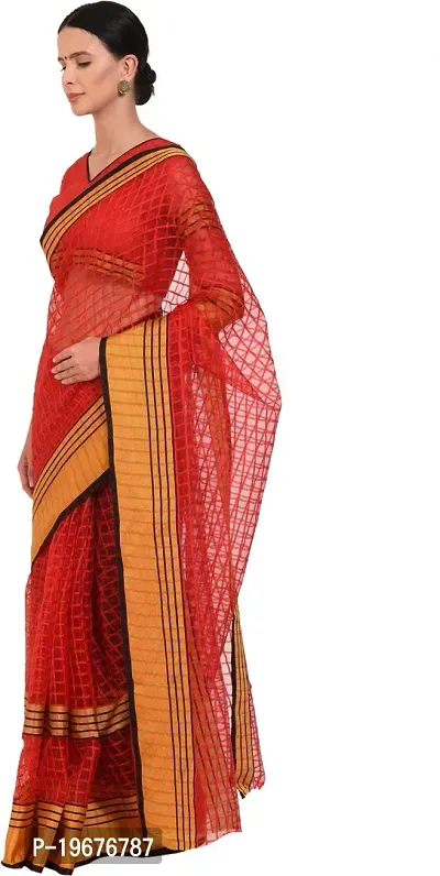 Women Stylish Cotton Silk Checked Saree with Blouse piece-thumb3