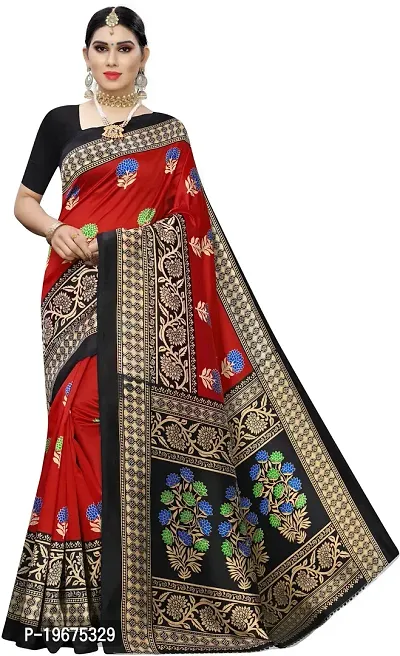 Women Stylish Art Silk Printed Saree with Blouse piece-thumb0