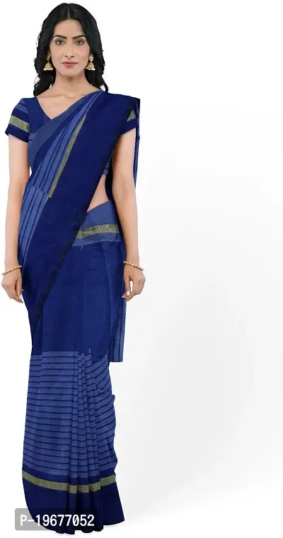 Women Stylish Cotton Silk Striped Saree with Blouse piece-thumb0