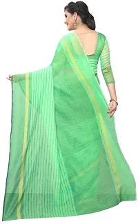 Women Stylish Cotton Silk Striped Saree with Blouse piece-thumb1