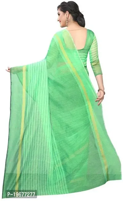 Women Stylish Cotton Silk Striped Saree with Blouse piece-thumb2