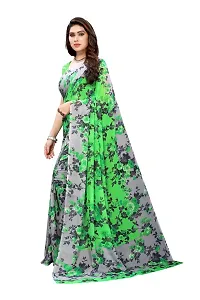 Stylish Green Georgette Saree with Blouse piece For Women-thumb1