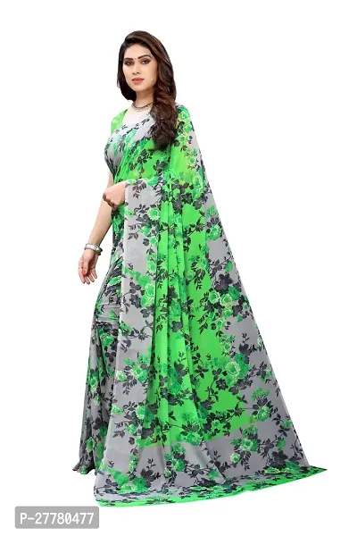 Stylish Green Georgette Saree with Blouse piece For Women-thumb2