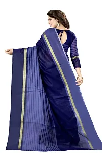 Stylish Blue Cotton Silk Saree with Blouse piece For Women-thumb3