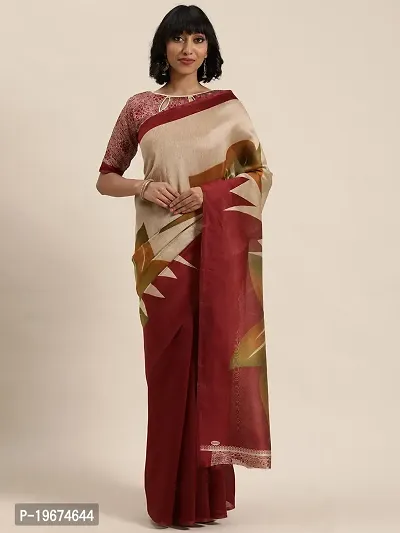 Women Stylish Art Silk Printed Saree with Blouse piece-thumb0