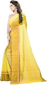 Women Stylish Cotton Silk Striped Saree with Blouse piece-thumb1