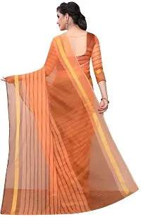 Women Stylish Cotton Silk Striped Saree with Blouse piece-thumb1