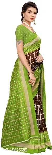 Women Stylish Art Silk Printed Saree with Blouse piece-thumb3