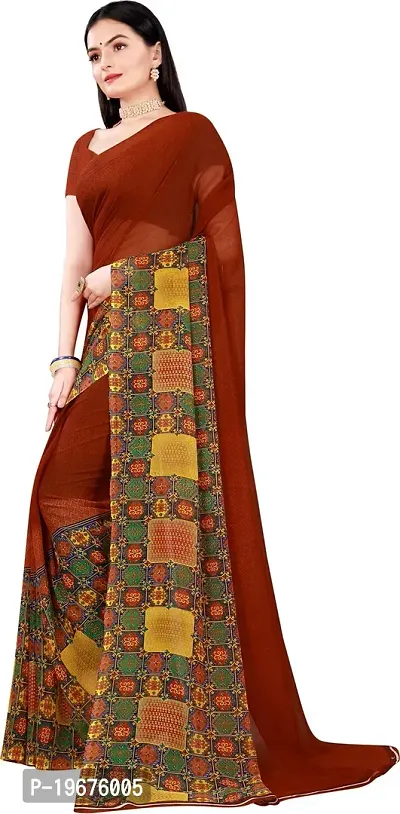 Women Stylish Georgette Printed Saree with Blouse piece