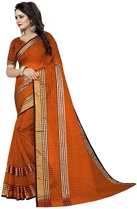 Stylish Orange Cotton Silk Saree with Blouse piece For Women-thumb1