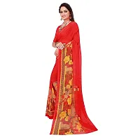 SAADHVI Women's Red Georgette Graphic Print Printed Saree With Unstithed Blouse(FL-Georgette16, Free Size) | Free Size-thumb3