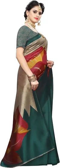 Women Stylish Art Silk Printed Saree with Blouse piece-thumb2