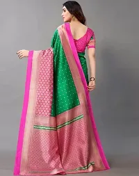 Stylish Green Cotton Silk Printed Saree with Blouse piece For Women-thumb2