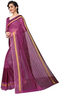 Women Stylish Cotton Silk Striped Saree with Blouse piece-thumb3